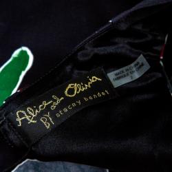 Pre Owned Alice+Olivia Black Tulip Printed Cotton High Low Sleeveless Beckie Gown XS