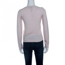Alice + Olivia Blush Pink Wool Denny Strass Lip Slogan Sweater L