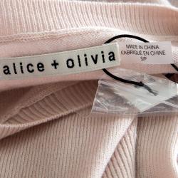 Alice + Olivia Blush Pink Wool Denny Strass Lip Slogan Sweater L