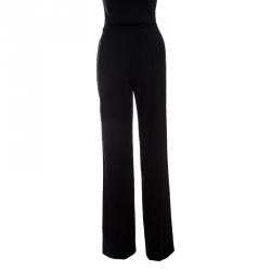 Pre Owned Alice+Olivia Black Sequined Side Stripe Detail Linda Wide Leg Pants M