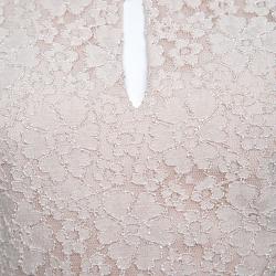 Pre Owned Alice + Olivia Champagne Floral Lace Cap Sleeve Marita Bodysuit S