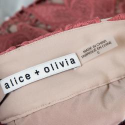 Pre Owned Alice + Olivia Dusty Pink Floral Lace Strand Pencil Skirt S