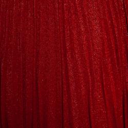 Pre Owned Alice + Olivia Metallic Poppy Red Sunburst Pleated Katz Maxi Skirt M