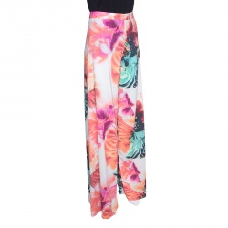 Pre Owned Alice + Olivia Abstract Pigment Floral Print High Waist Palazzo Pants XS