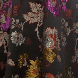 Pre Owned Alice + Olivia Black Floral Brocade High Waist Earla Flared Skirt S