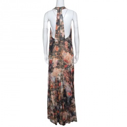 Alice + Olivia Jungle Safari Print Embellished Silk Shona Maxi Dress M