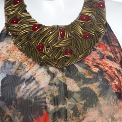 Alice + Olivia Jungle Safari Print Embellished Silk Shona Maxi Dress M