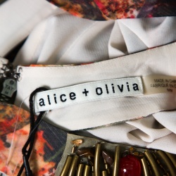 Alice + Olivia Jungle Safari Print Embellished Silk Shona Maxi Dress M
