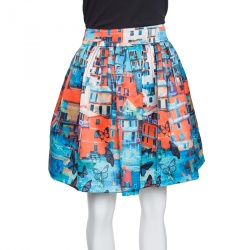 Alice + Olivia Venetian Butterfly Paradise Print Box Pleated Stora Skirt M
