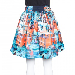 Alice + Olivia Venetian Butterfly Paradise Print Box Pleated Stora Skirt M
