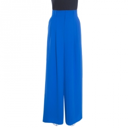 Alice + Olivia Cobalt Blue Pleated High Waist Eloise Palazzo Pants M