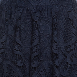 Pre Owned Alice + Olivia Sapphire Blue Floral Guipure Lace Gathered Joyce Skirt M