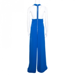 Alice + Olivia Cobalt Blue Cross Front Wide Leg Trinity Jumpsuit L