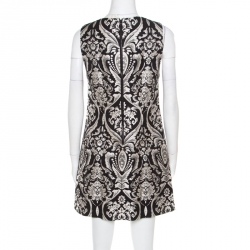 Pre Owned Alice + Olivia Monochrome Floral Jacquard Sleeveless Clyde Dress S