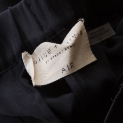 Alice + Olivia AIR Black Stretch Silk Elasticized Waist Jogger Pants L