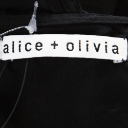 Pre Owned Alice + Olivia Monochrome Striped Crochet Lace Sleeveless Lucia Maxi Dress L