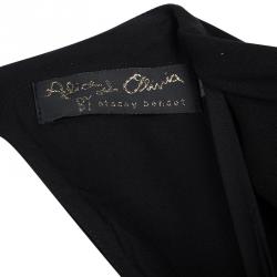 Alice + Olivia Black Cowl Neck Cutout Back Detail Draped Maxi Dress S