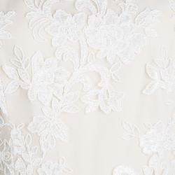 Pre Owned Alice + Olivia Beige Embroidered Lace Fit and Flare Ladonna Dress S