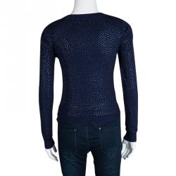 Pre Owned Alice + Olivia Navy Blue Crystal Embellished Sweater XS