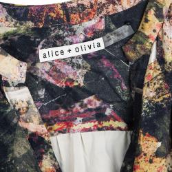 Pre Owned Alice + Olivia Multicolor Floral Print Belted Berk Dress S