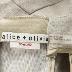 Pre Owned Alice + Olivia To Work Beige Linen Sleeveless Peplum Dress S