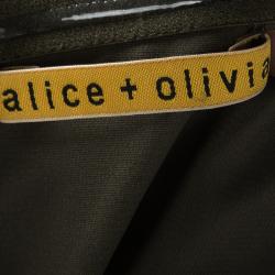 Pre Owned Alice + Olivia Green Floral Print Strapless Belted Dress M