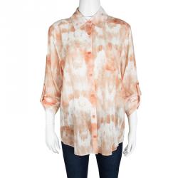 Pre Owned Alice + Olivia Orange Tie Dye Silk Long Sleeve Piper Blouse M