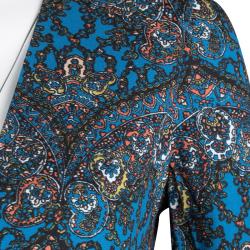 Pre Owned Alice + Olivia Blue Gothic Print V-Neck Flared Dress XS