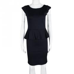 Pre Owned Alice + Olivia Navy Blue Cap Sleeve Victoria Peplum Dress M