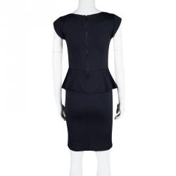Pre Owned Alice + Olivia Navy Blue Cap Sleeve Victoria Peplum Dress M