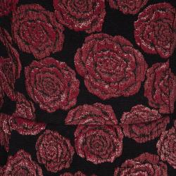 Alice + Olivia Black and Red Floral Jacquard Sleeveless Bailey Flounce Dress S