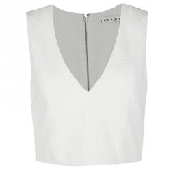 Alice + Olivia Off White Textured Crop Top and Skirt Set M