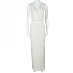 Alice + Olivia Off White Textured Crop Top and Skirt Set M