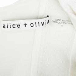 Alice + Olivia Off White Textured Crop Top and Skirt Set M