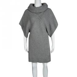 Pre Owned Alice + Olivia Grey Silk Cashmere Short Sleeve Sweater Dress S