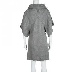 Pre Owned Alice + Olivia Grey Silk Cashmere Short Sleeve Sweater Dress S