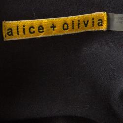 Alice + Olivia Black Leather Panel Detail Nicky Blouson Dress XS