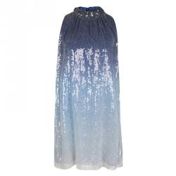 Pre Owned Alice + Olivia Blue Ombre Sequined Sleeveless Dress S