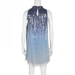 Pre Owned Alice + Olivia Blue Ombre Sequined Sleeveless Dress S