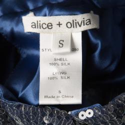 Pre Owned Alice + Olivia Blue Ombre Sequined Sleeveless Dress S