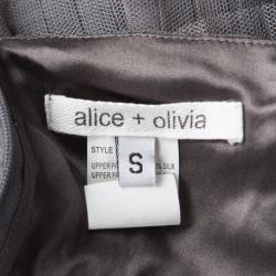 Pre Owned Alice + Olivia Grey Embellished Tiered Tutu Halter Top S