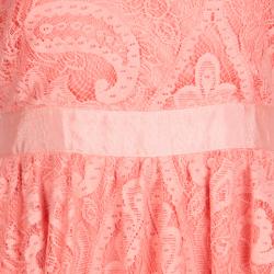 Pre Owned Alice + Olivia Salmon Pink Lace Odette Cross Back Sleeveless Dress S
