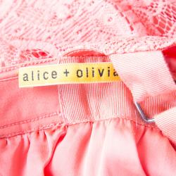 Pre Owned Alice + Olivia Salmon Pink Lace Odette Cross Back Sleeveless Dress S