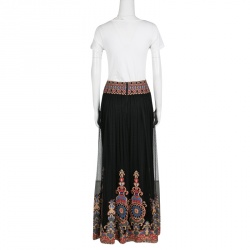 Pre Owned Alice + Olivia Black Embroidered Tulle Savanna Maxi Skirt S