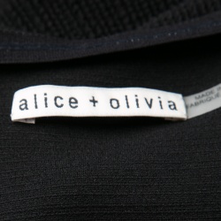 Pre Owned Alice + Olivia Black Stretch Knit Gracelyn Off Shoulder Crop Top S