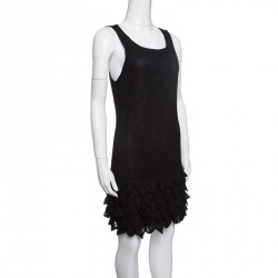 Alice + Olivia Black Floral Lace Layered Bottom Sleeveless Dress S