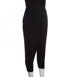 Pre Owned Alice + Olivia AIR Black Ankle Zip Detail Draped Cropped Pants M