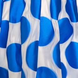 Pre Owned Alice + Olivia  White and Blue Polka Dotted Jacquard Camille Gathered Skirt S