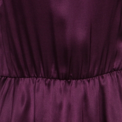 Pre Owned Alice + Olivia Purple Silk Satin and Chiffon Layered Dress S
