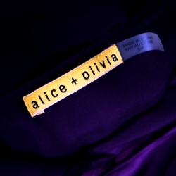 Pre Owned Alice + Olivia Purple Silk Satin and Chiffon Layered Dress S